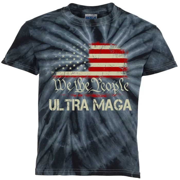 We The People Ultra MAGA Shirt Funny Anti Biden US Flag Pro Trump 2024 Kids Tie-Dye T-Shirt