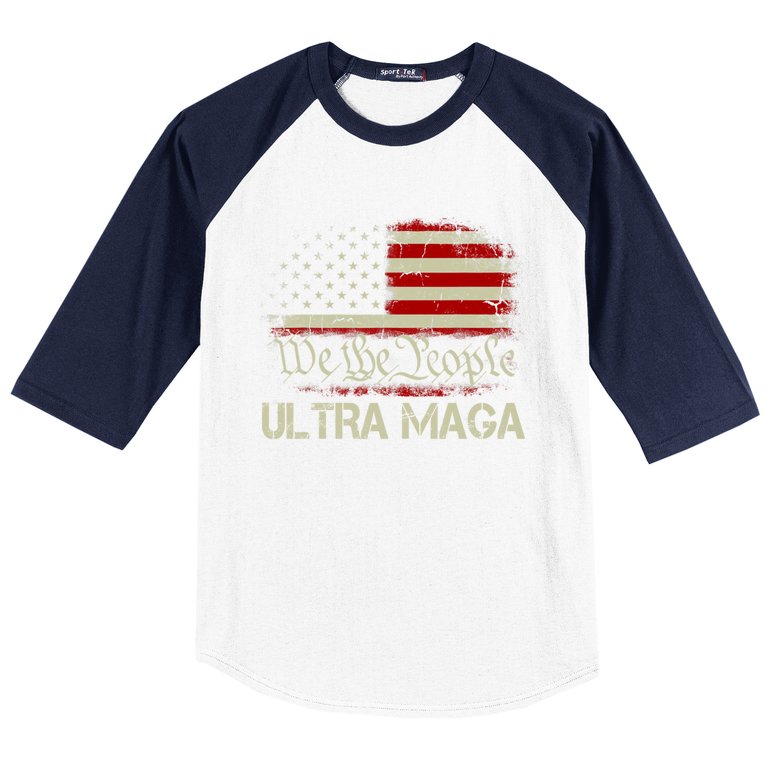 We The People Ultra MAGA Shirt Funny Anti Biden US Flag Pro Trump 2024 Baseball Sleeve Shirt