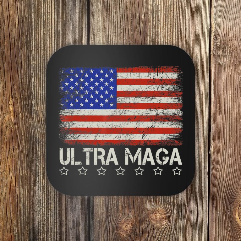 Ultra MAGA Shirt Maga King Funny Anti Biden US Flag Pro Trump Trendy Coaster