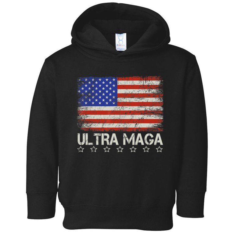 Ultra MAGA Shirt Maga King Funny Anti Biden US Flag Pro Trump Trendy Toddler Hoodie