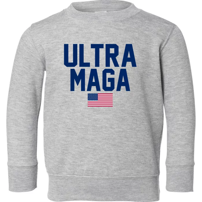 Ultra MAGA Shirt Maga King Funny Anti Biden American Flag Pro Trump Trendy Toddler Sweatshirt