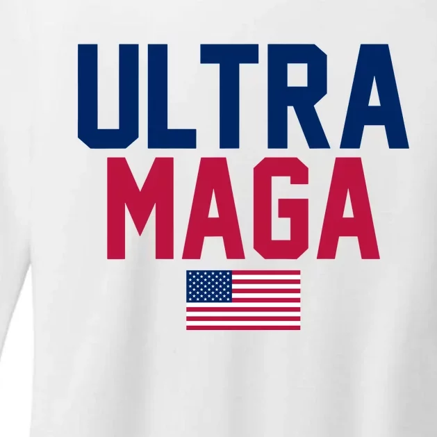 Ultra MAGA Shirt Funny Anti Biden American Flag Pro Trump Trendy Womens CVC Long Sleeve Shirt