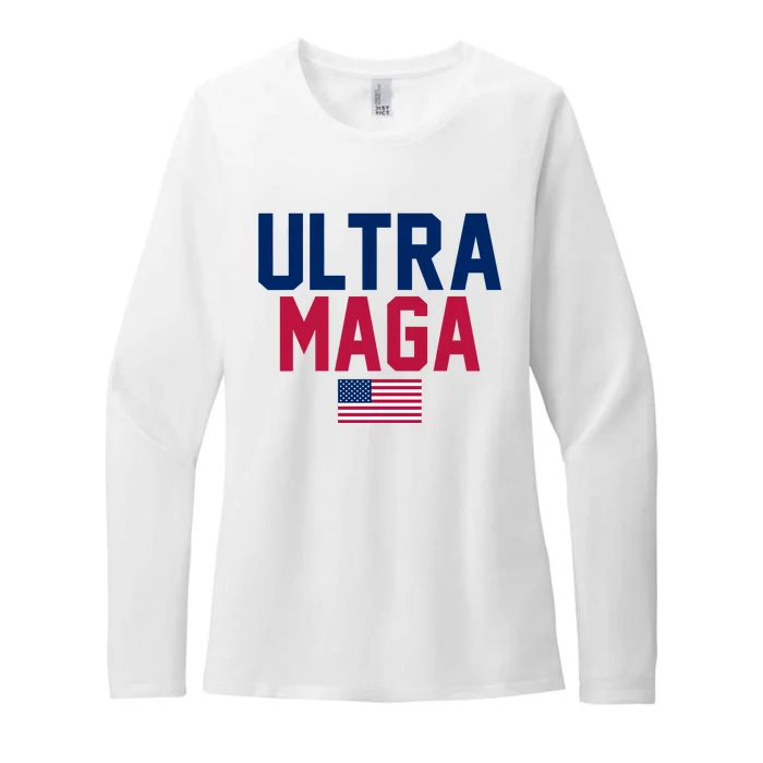 Ultra MAGA Shirt Funny Anti Biden American Flag Pro Trump Trendy Womens CVC Long Sleeve Shirt