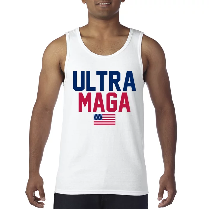 Ultra MAGA Shirt Funny Anti Biden American Flag Pro Trump Trendy Tank Top