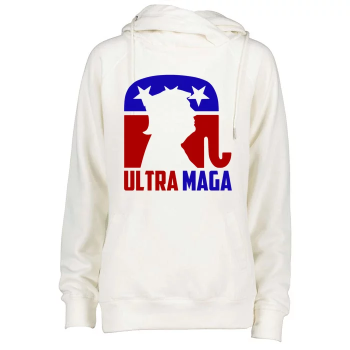 Ultra MAGA Shirt Pro Trump Funny Anti Biden Republican Gift Womens Funnel Neck Pullover Hood