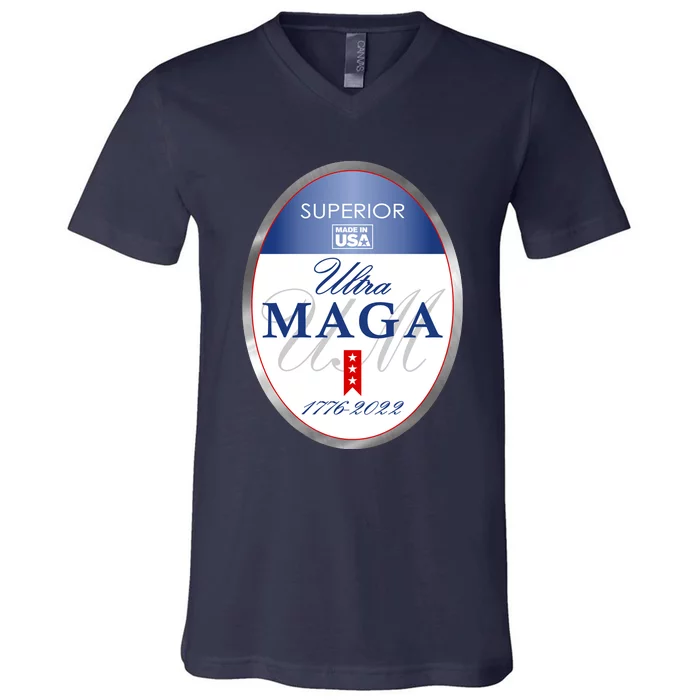 Ultra MAGA Superior 1776 2022 Parody Trump 2024 Anti Biden V-Neck T-Shirt
