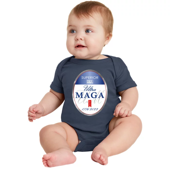 Ultra MAGA Superior 1776 2022 Parody Trump 2024 Anti Biden Baby Bodysuit