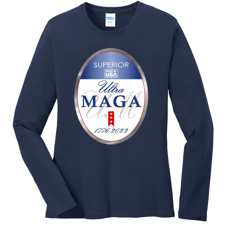 Ultra MAGA Superior 1776 2022 Parody Trump 2024 Anti Biden Ladies Missy Fit Long Sleeve Shirt