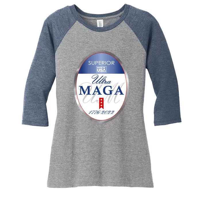 Ultra MAGA Superior 1776 2022 Parody Trump 2024 Anti Biden Women's Tri-Blend 3/4-Sleeve Raglan Shirt