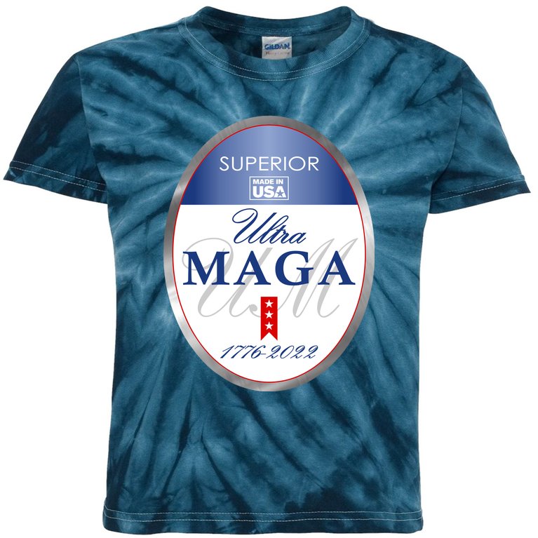 Ultra MAGA Superior 1776 2022 Parody Trump 2024 Anti Biden Kids Tie-Dye T-Shirt