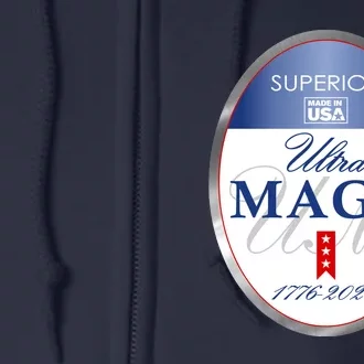 Ultra MAGA Superior 1776 2022 Parody Trump 2024 Anti Biden Full Zip Hoodie