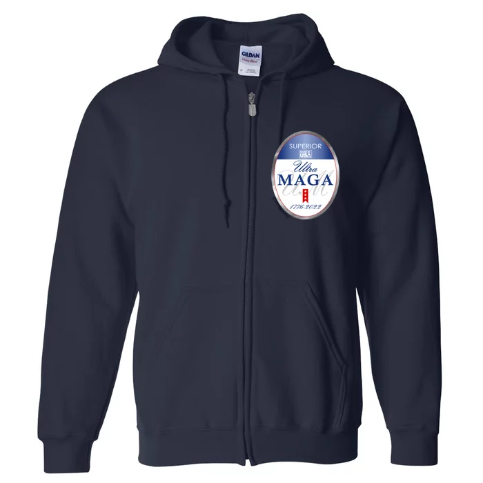 Ultra MAGA Superior 1776 2022 Parody Trump 2024 Anti Biden Full Zip Hoodie