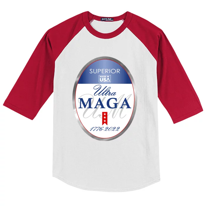 Ultra MAGA Superior 1776 2022 Parody Trump 2024 Anti Biden Kids Colorblock Raglan Jersey