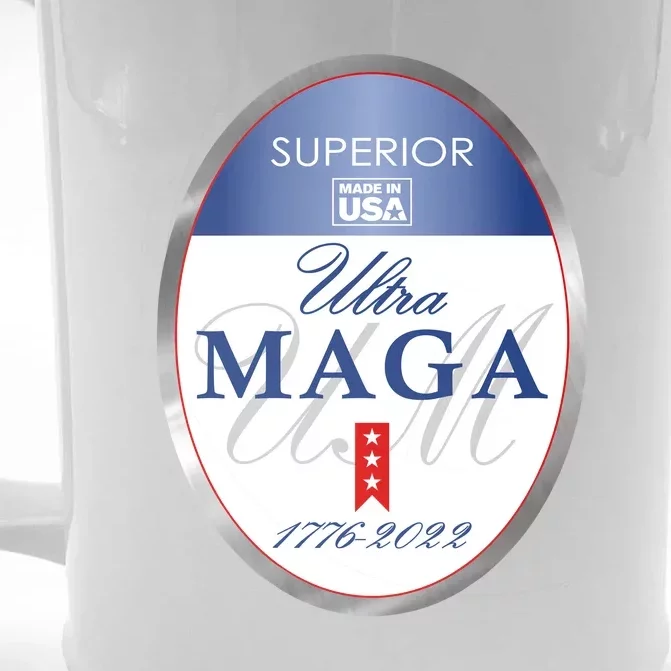 Ultra MAGA Superior 1776 2022 Parody Trump 2024 Anti Biden Front & Back Beer Stein