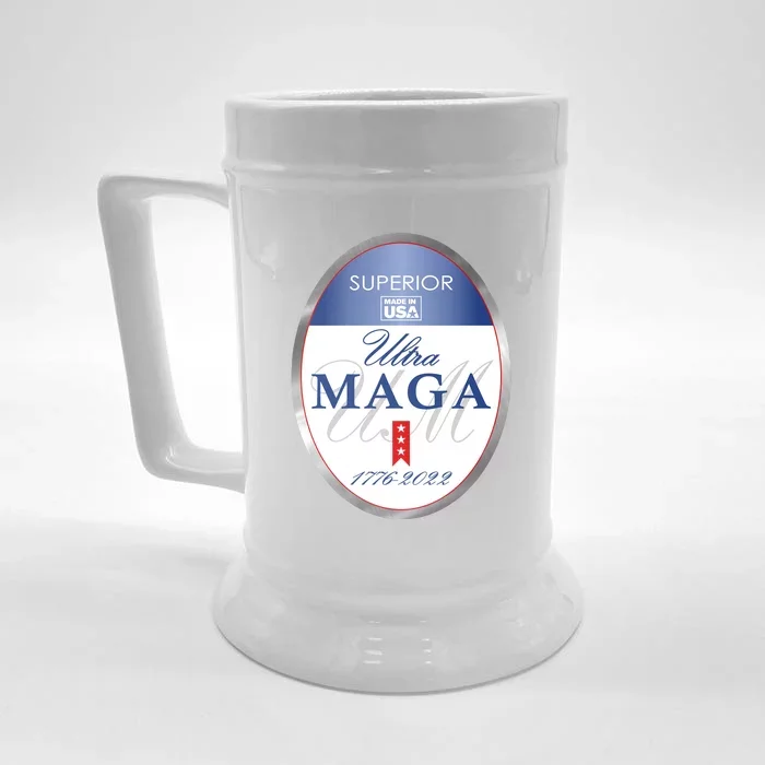 Ultra MAGA Superior 1776 2022 Parody Trump 2024 Anti Biden Front & Back Beer Stein