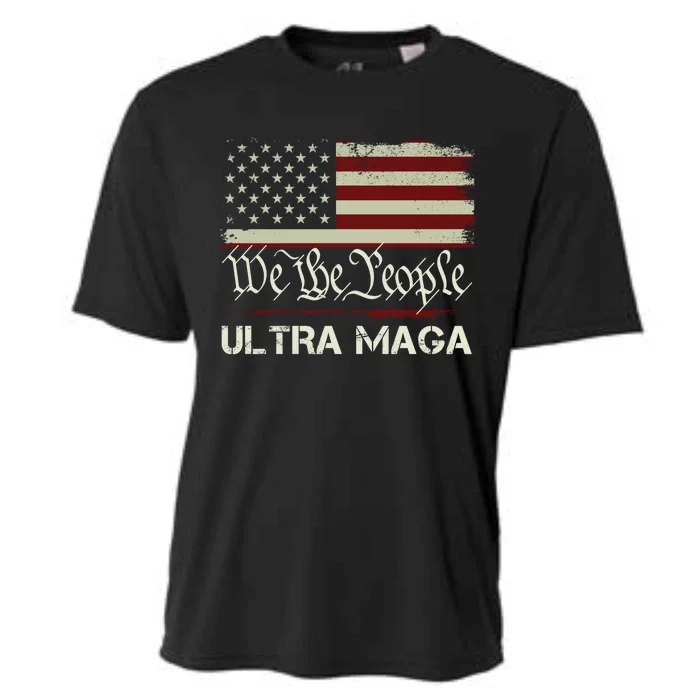 Ultra MAGA Shirt Funny Anti Biden US Flag Pro Trump Trendy Ultra MAGA Cooling Performance Crew T-Shirt