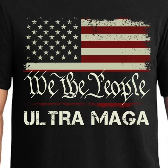 Ultra MAGA Shirt Funny Anti Biden US Flag Pro Trump Trendy Ultra MAGA Pajama Set