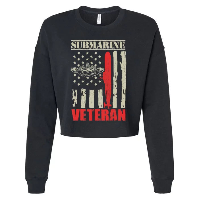 Us Military Submarine Gift For A Veteran Submariner Cropped Pullover Crew