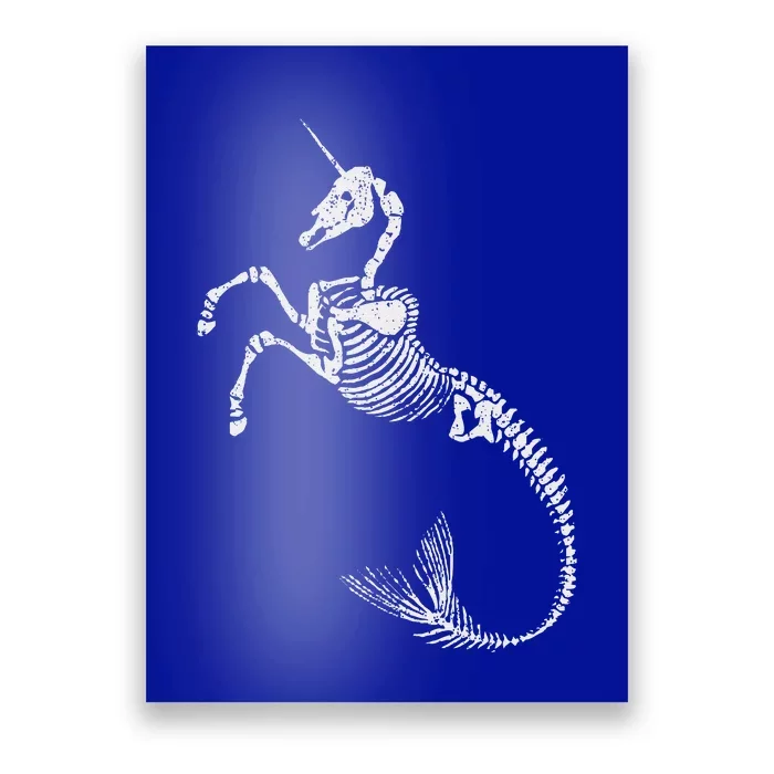 Unicorn Mermaid Skeleton Halloween Fantasy Art Poster