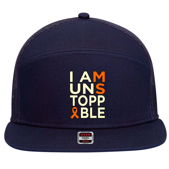 Unstoppable Multiple Sclerosis Awareness Support Graphic Cute Gift 7 Panel Mesh Trucker Snapback Hat