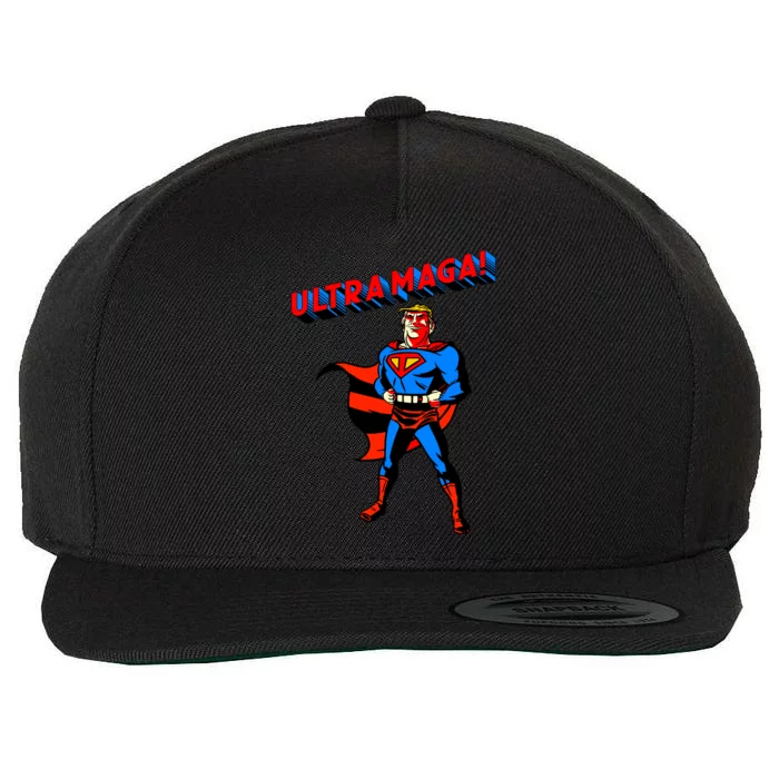 Ultra MAGA Superhero Parody Trump 2024 Anti Biden Wool Snapback Cap