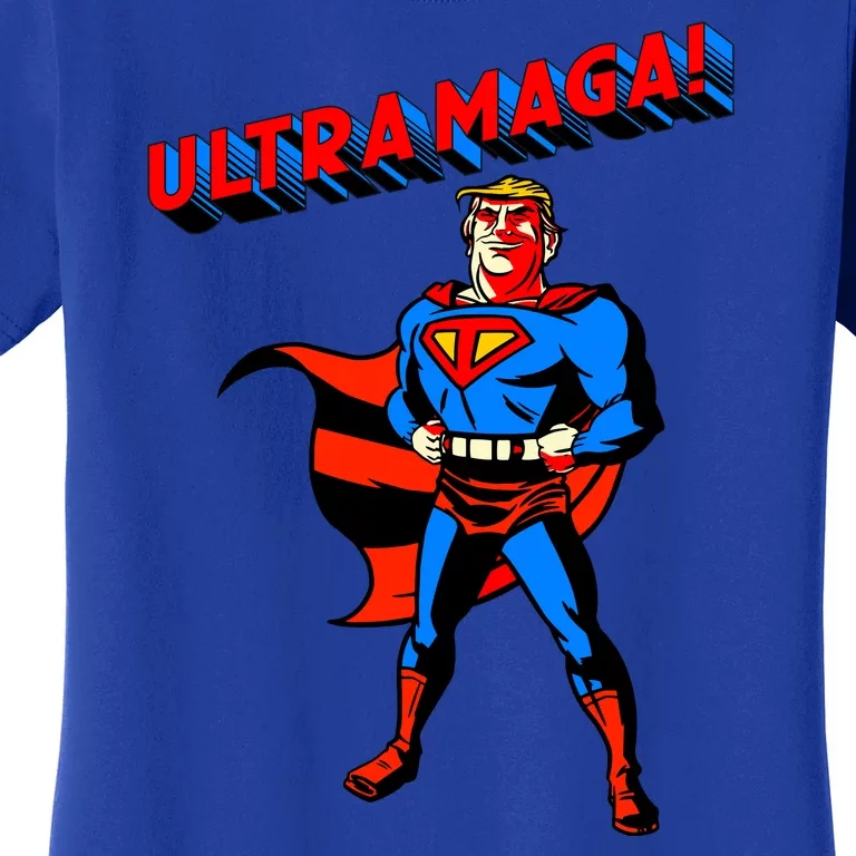 Ultra MAGA Superhero Parody Trump 2024 Anti Biden Women's T-Shirt