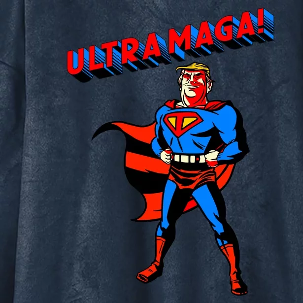 Ultra MAGA Superhero Parody Trump 2024 Anti Biden Hooded Wearable Blanket