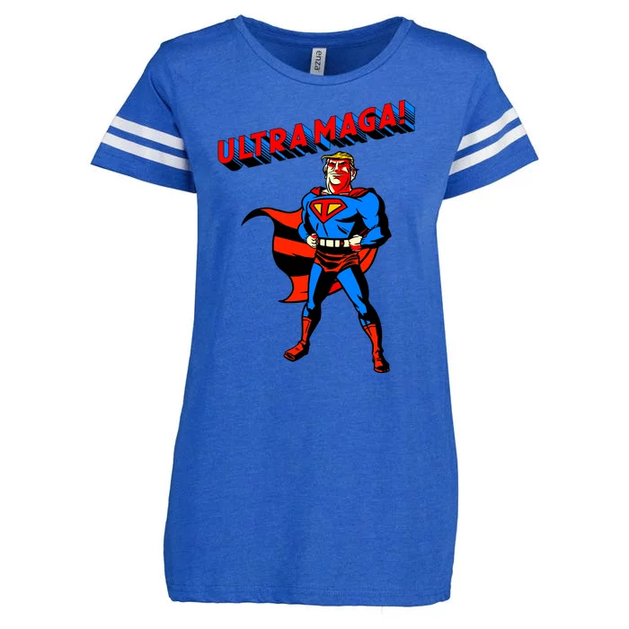 Ultra MAGA Superhero Parody Trump 2024 Anti Biden Enza Ladies Jersey Football T-Shirt