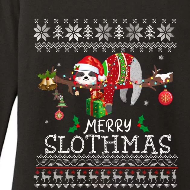 Ugly Merry Slothmas Gift Christmas Pajama For Sloth Lovers Great Gift Womens CVC Long Sleeve Shirt