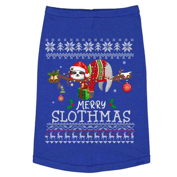 Ugly Merry Slothmas Gift Christmas Pajama For Sloth Lovers Great Gift Doggie Tank