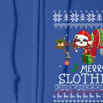 Ugly Merry Slothmas Gift Christmas Pajama For Sloth Lovers Great Gift Full Zip Hoodie