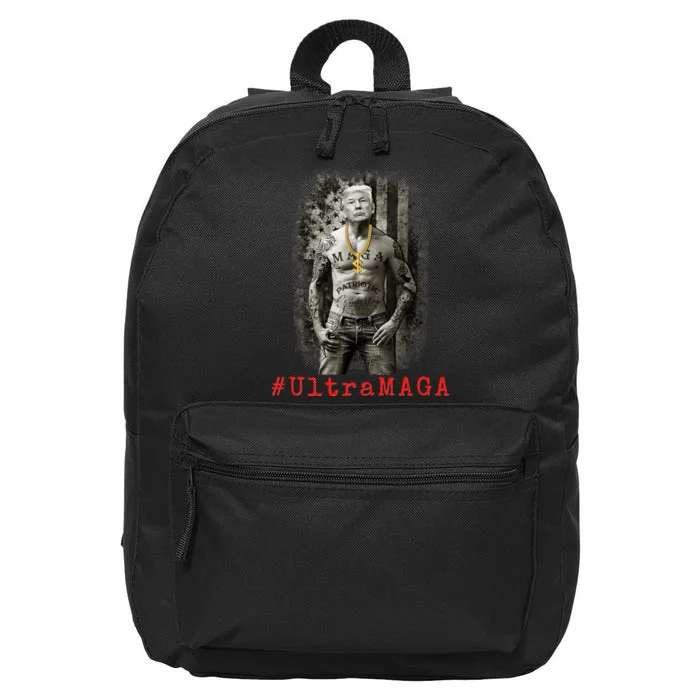 Ultra MAGA Trump The Great MAGA King Funny Gangster 16 in Basic Backpack