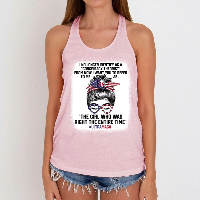 Ultra Maga Trump Was Right Entire Time Bleached Meaningful Gift Women's Knotted Racerback Tank