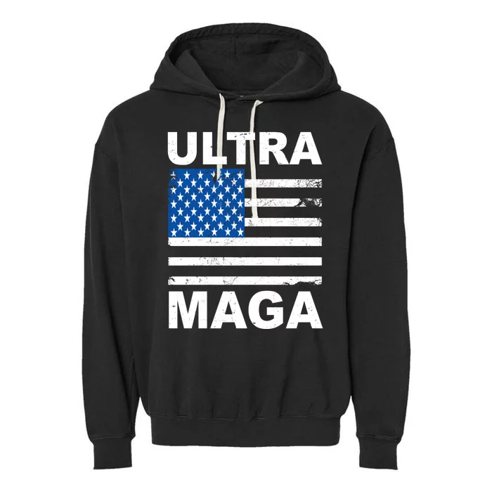 Ultra Maga Trump USA Flag Garment-Dyed Fleece Hoodie