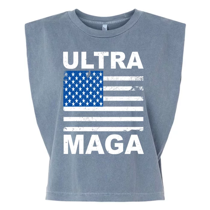 Ultra Maga Trump USA Flag Garment-Dyed Women's Muscle Tee