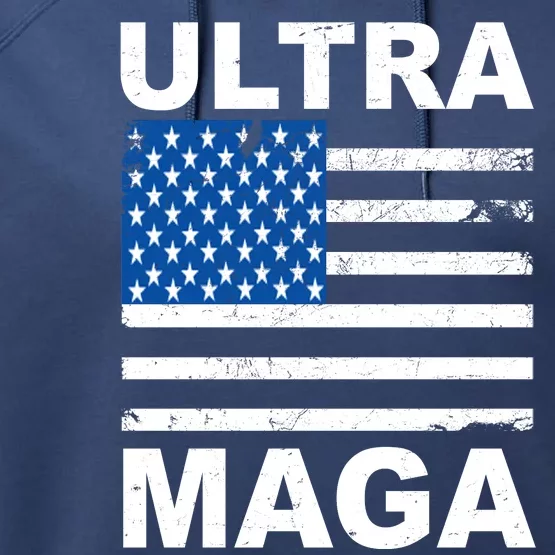 Ultra Maga Trump USA Flag Performance Fleece Hoodie