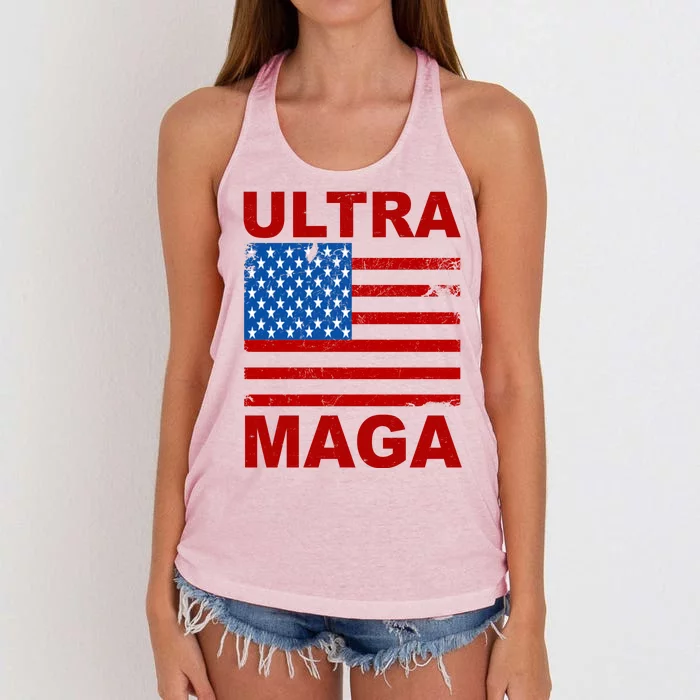 Ultra Maga Trump USA Flag Women's Knotted Racerback Tank