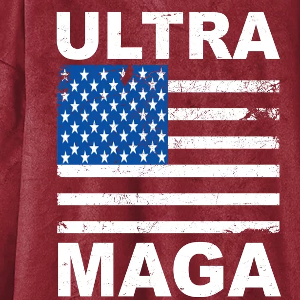 Ultra Maga Trump USA Flag Hooded Wearable Blanket