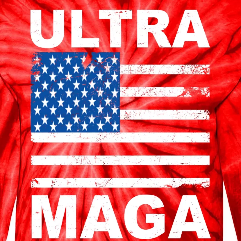 Ultra Maga Trump USA Flag Tie-Dye Long Sleeve Shirt