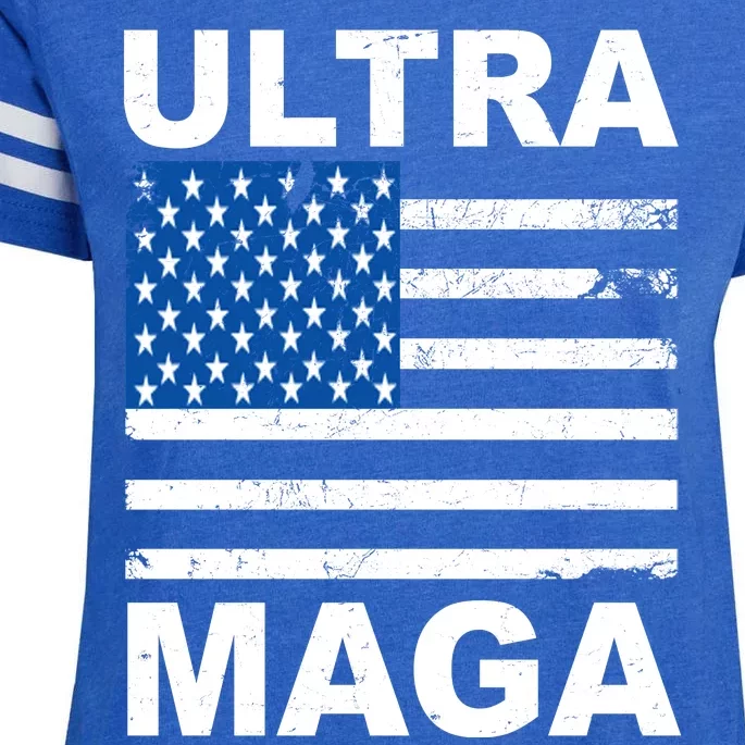 Ultra Maga Trump USA Flag Enza Ladies Jersey Football T-Shirt