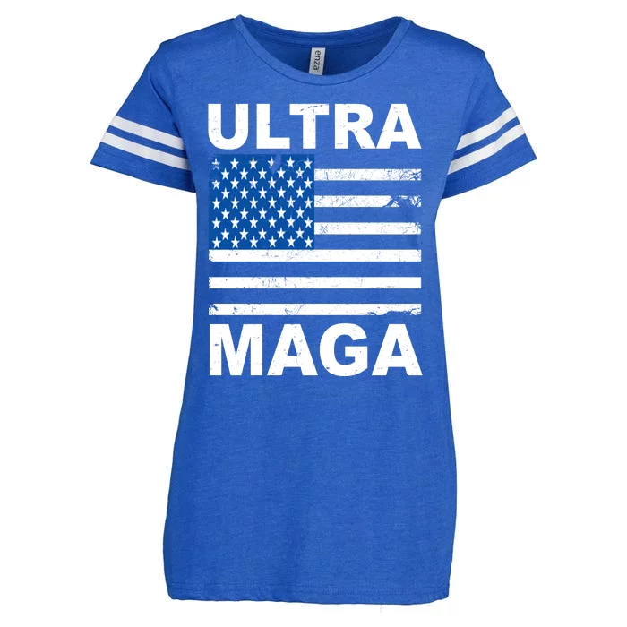 Ultra Maga Trump USA Flag Enza Ladies Jersey Football T-Shirt