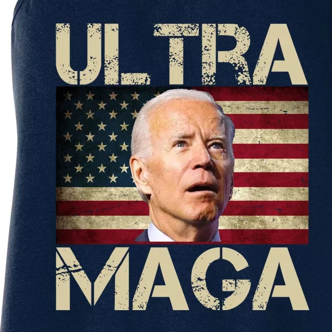 Ultra Maga Usa Flag Joe Biden Funny Women's Racerback Tank