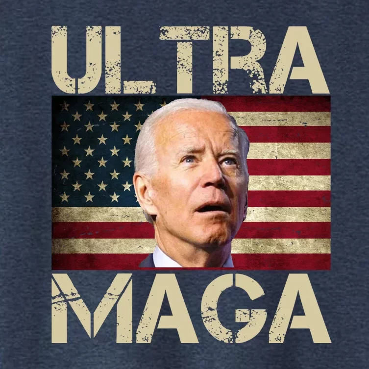 Ultra Maga Usa Flag Joe Biden Funny Women's Crop Top Tee