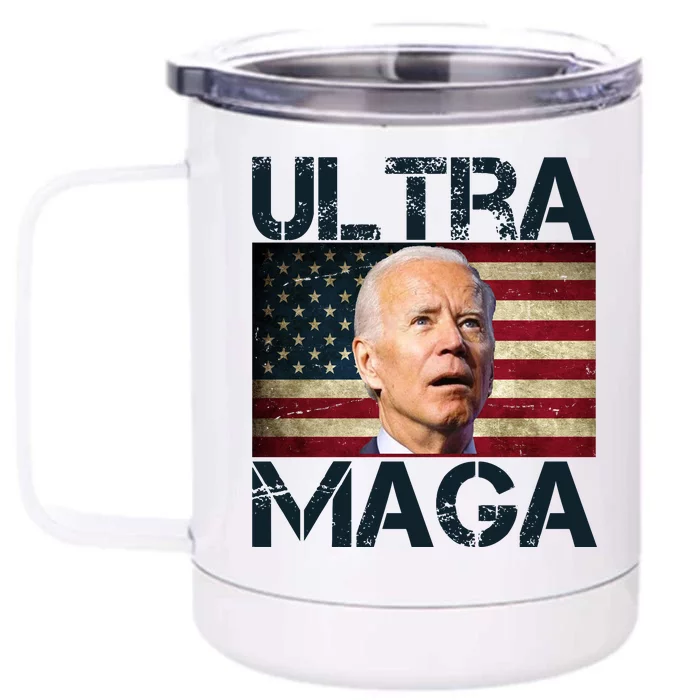 Ultra Maga Usa Flag Joe Biden Funny Front & Back 12oz Stainless Steel Tumbler Cup