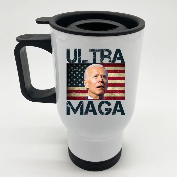 Ultra Maga Usa Flag Joe Biden Funny Front & Back Stainless Steel Travel Mug