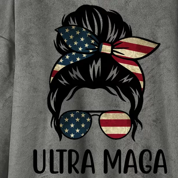 Ultra Maga Usa Female Bun Hooded Wearable Blanket