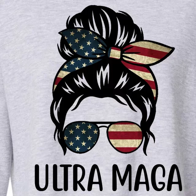 Ultra Maga Usa Female Bun Cropped Pullover Crew