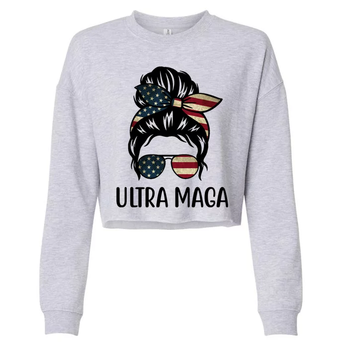 Ultra Maga Usa Female Bun Cropped Pullover Crew