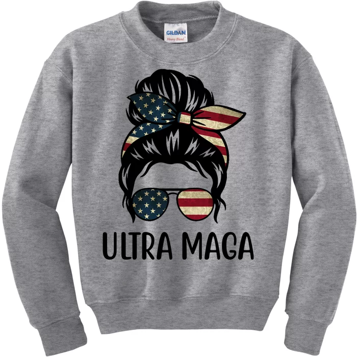 Ultra Maga Usa Female Bun Kids Sweatshirt