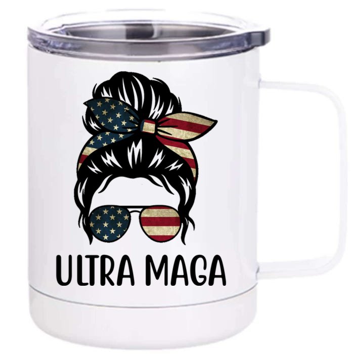 Ultra Maga Usa Female Bun Front & Back 12oz Stainless Steel Tumbler Cup